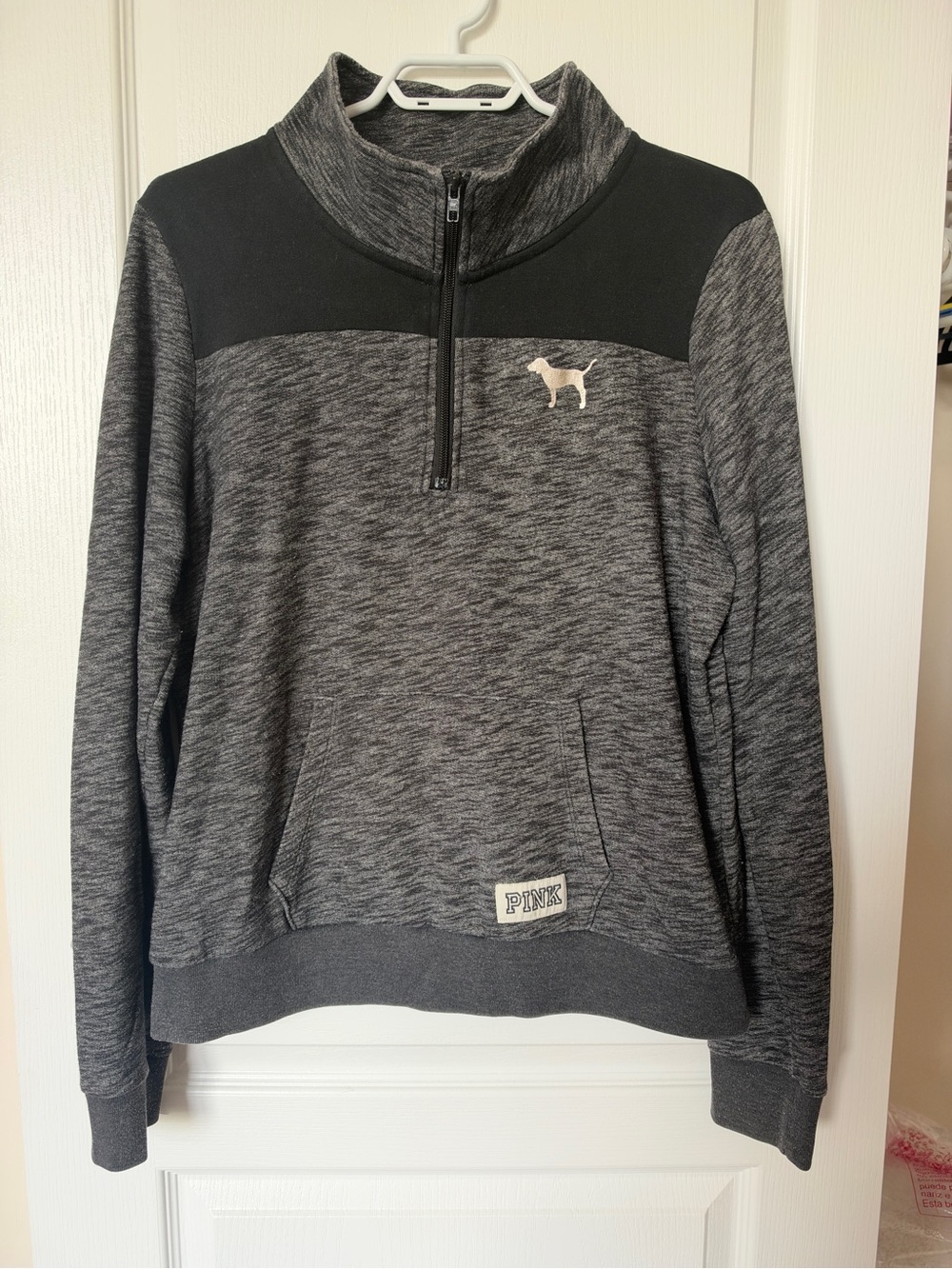 Victoria's Secret PINK Charcoal Heather Quarter-Zip Pullover